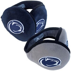 gray pair and navy pair behind the head ear muffs with Penn State Athletic Logos